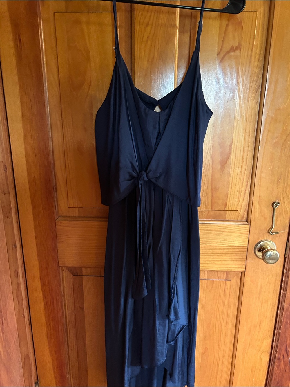 Navy Sleeveless Tie-Front Maxi Dress